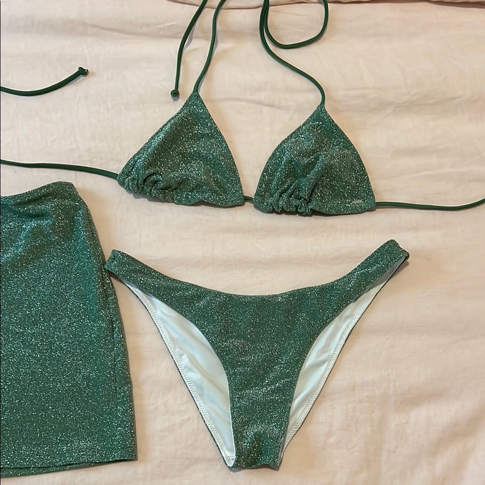 Green Glitter Bikini Set